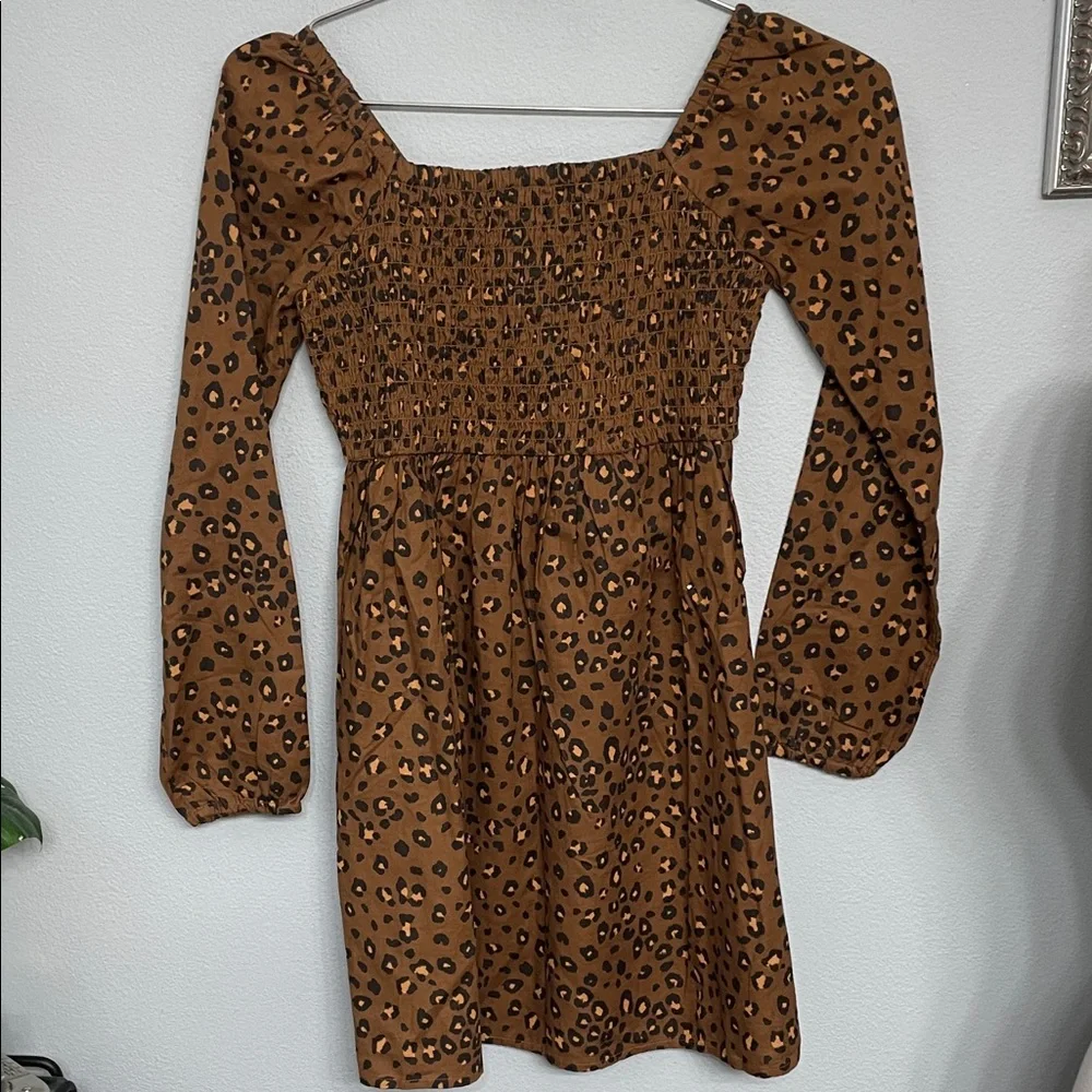 NWOT GAP Brown Cotton Leopard Print Dress size M (8)